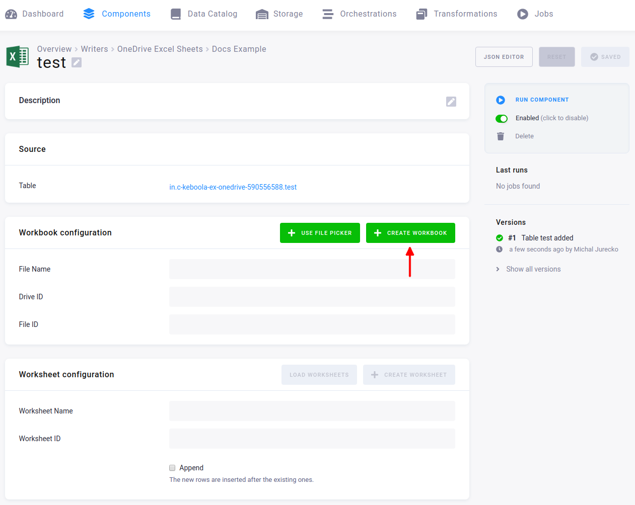 Screenshot - Create workbook button