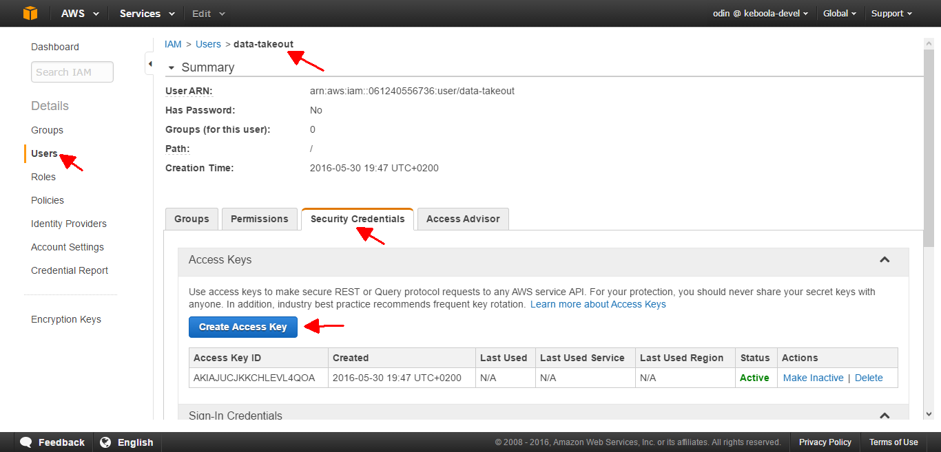 Screenshot - AWS IAM Management Console