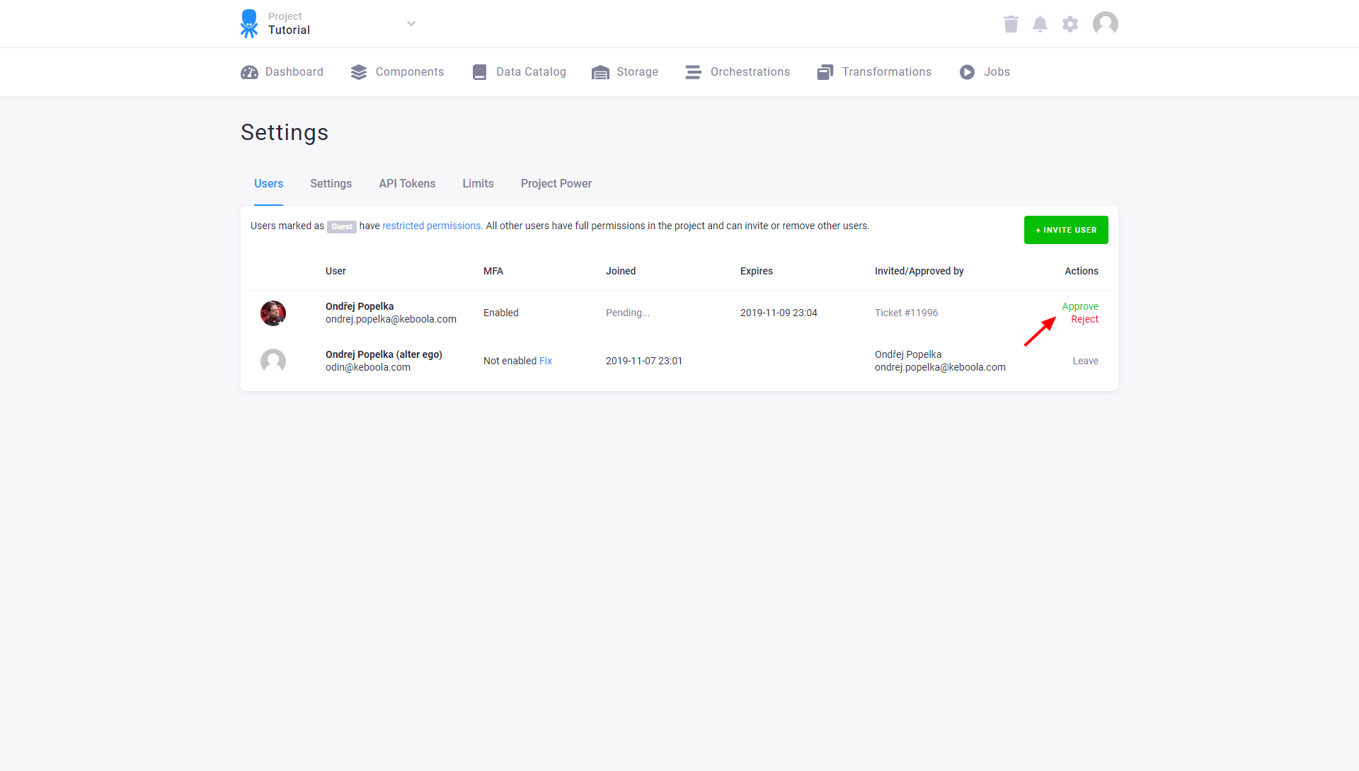 Screenshot -- User request access