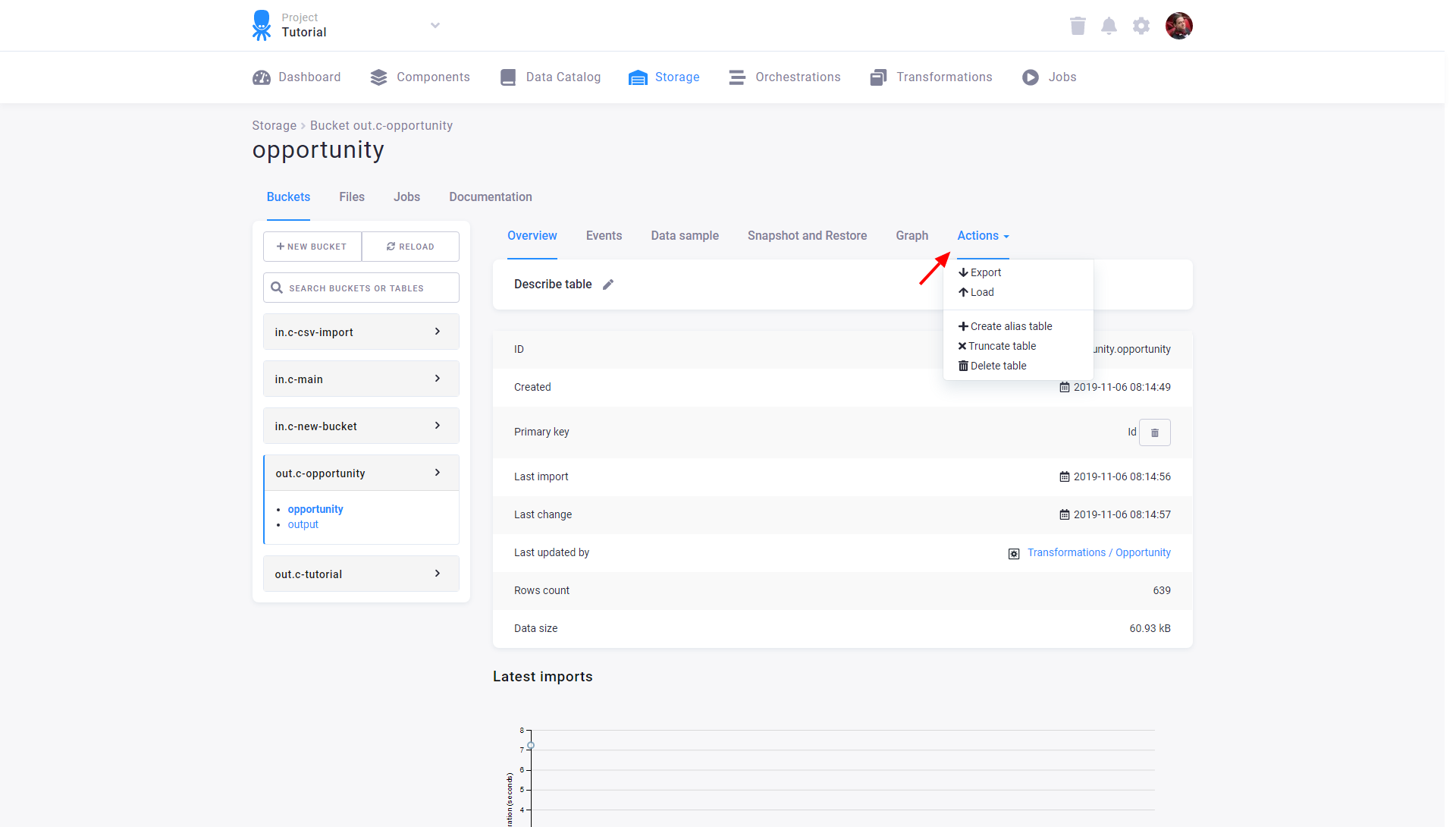 Screenshot - Export table