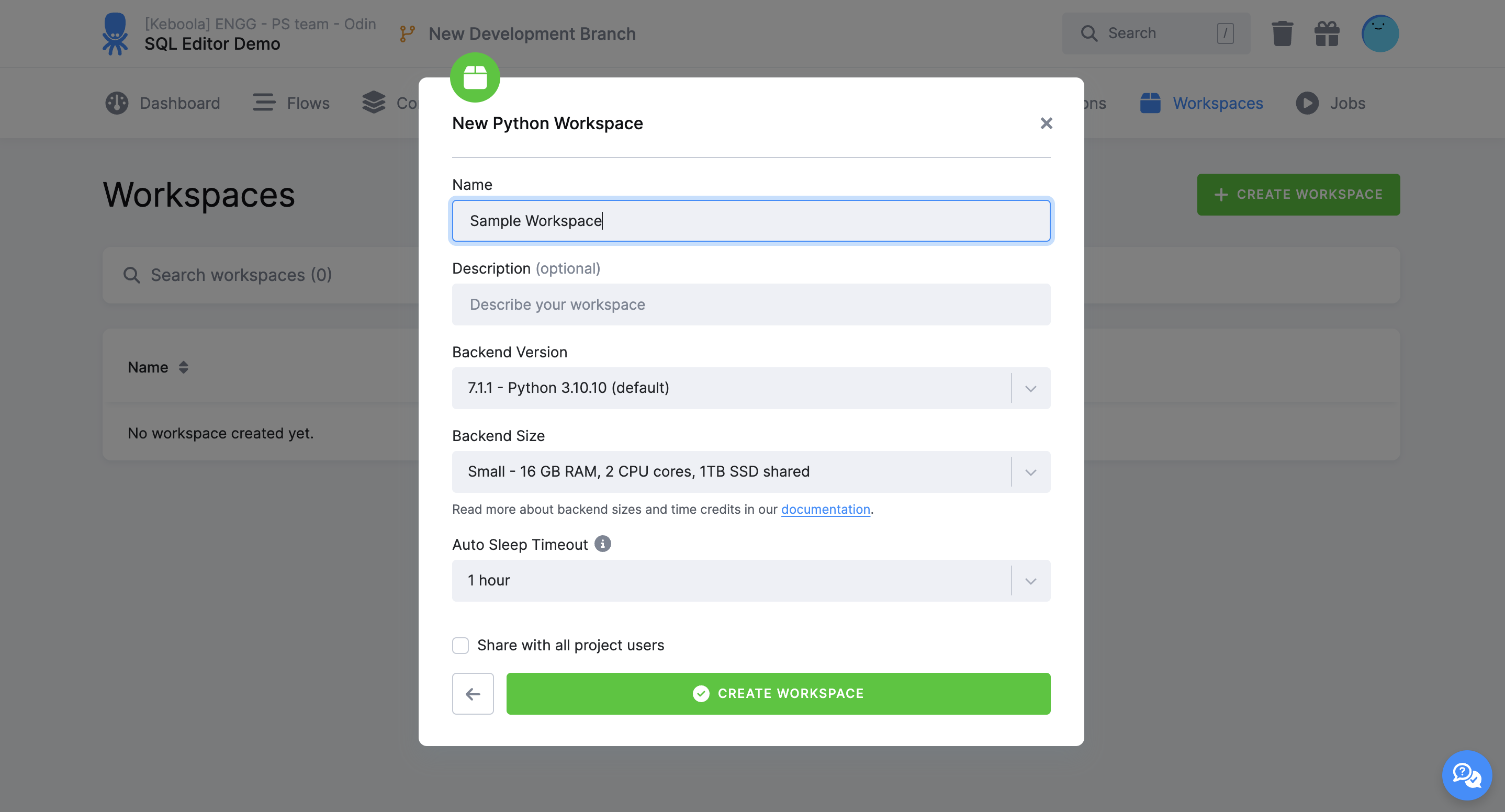 Workspace - Name workspace